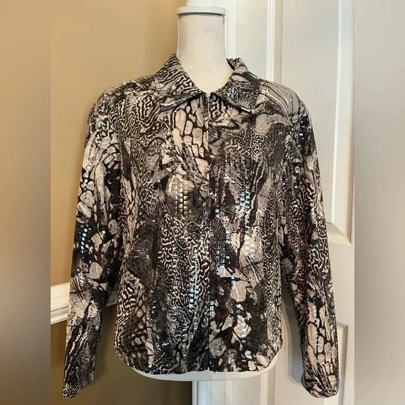 Jackets Galore By John Farah Snake Print Zip Jacket Size Small Women EUC - Picture 3 of 10